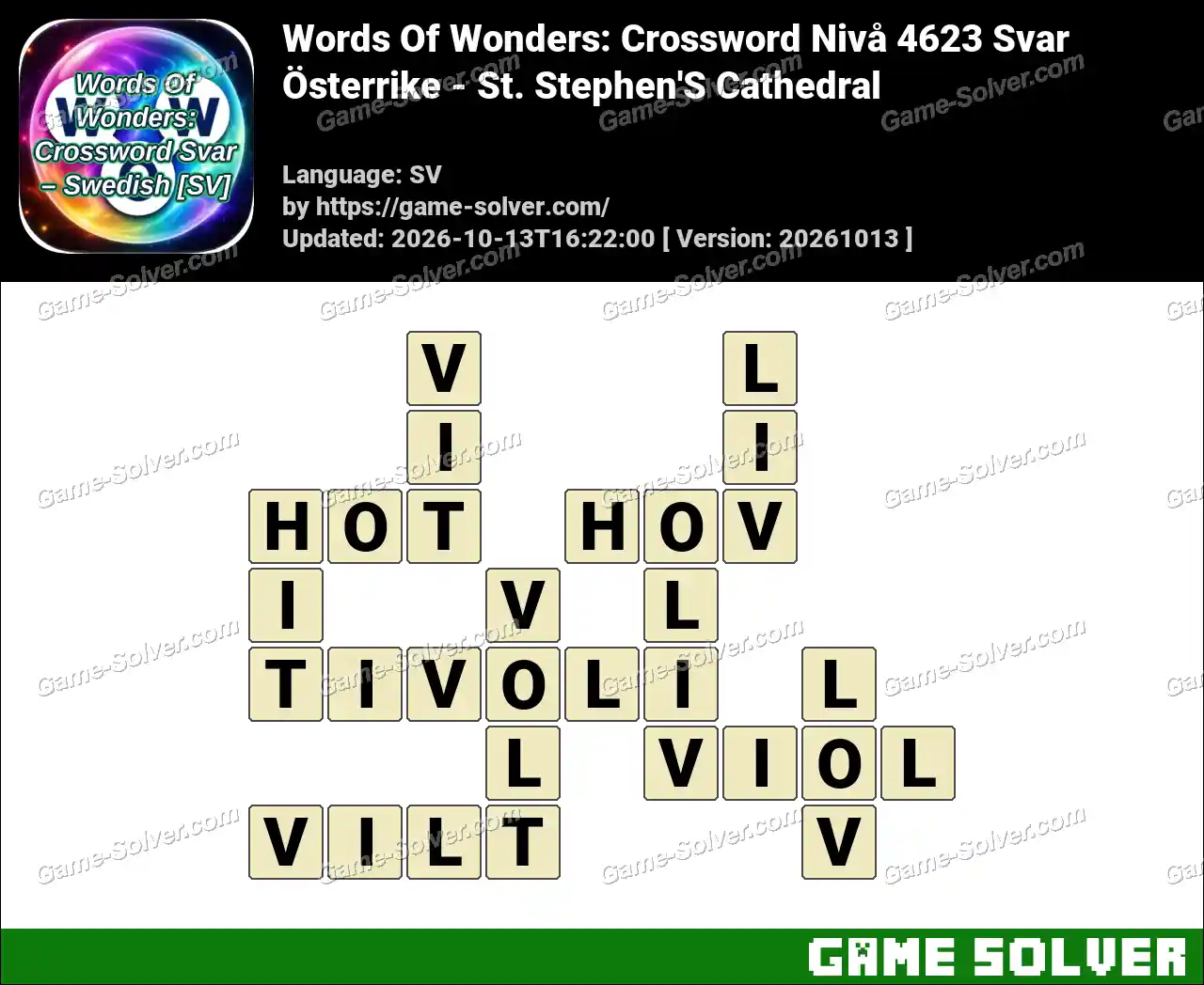 Words Of Wonders: Crossword Nivå 4623 Svar – Österrike – St. Stephen’S Cathedral